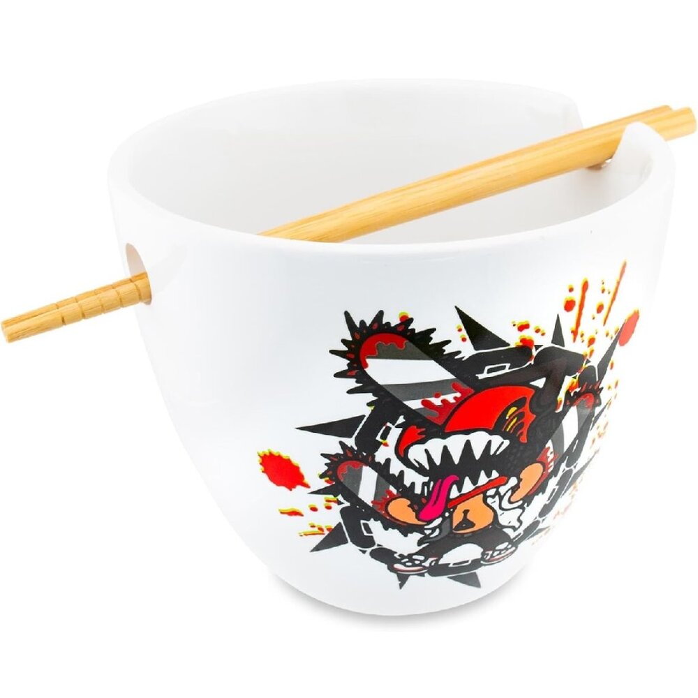 Chainsaw Man Ceramic Ramen Bowl and Chopstick Set, 16-Ounce